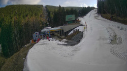 Modrá sjezdovka - dojezd k lanové dráze