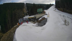 Modrá sjezdovka - dojezd k lanové dráze