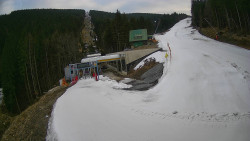 Modrá sjezdovka - dojezd k lanové dráze