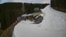 Modrá sjezdovka - dojezd k lanové dráze