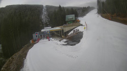 Modrá sjezdovka - dojezd k lanové dráze