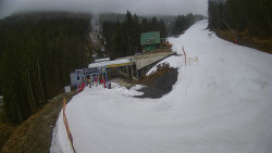 Modrá sjezdovka - dojezd k lanové dráze