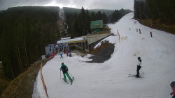 Modrá sjezdovka - dojezd k lanové dráze