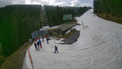 Modrá sjezdovka - dojezd k lanové dráze