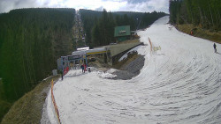 Modrá sjezdovka - dojezd k lanové dráze