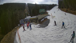 Modrá sjezdovka - dojezd k lanové dráze