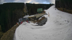 Modrá sjezdovka - dojezd k lanové dráze