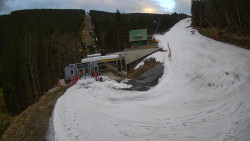 Modrá sjezdovka - dojezd k lanové dráze