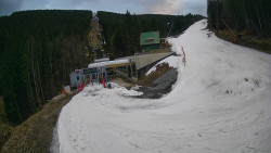 Modrá sjezdovka - dojezd k lanové dráze