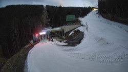 Modrá sjezdovka - dojezd k lanové dráze