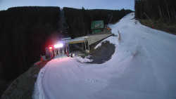 Modrá sjezdovka - dojezd k lanové dráze