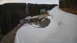 Modrá sjezdovka - dojezd k lanové dráze