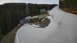 Modrá sjezdovka - dojezd k lanové dráze