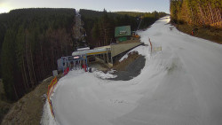 Modrá sjezdovka - dojezd k lanové dráze