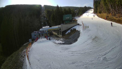 Modrá sjezdovka - dojezd k lanové dráze