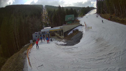 Modrá sjezdovka - dojezd k lanové dráze