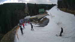 Modrá sjezdovka - dojezd k lanové dráze