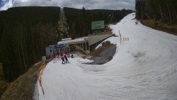 Modrá sjezdovka - dojezd k lanové dráze