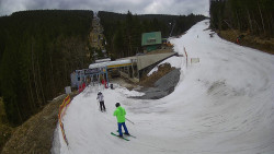 Modrá sjezdovka - dojezd k lanové dráze