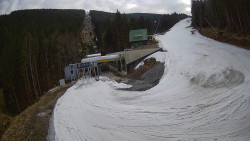 Modrá sjezdovka - dojezd k lanové dráze