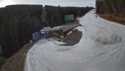 Modrá sjezdovka - dojezd k lanové dráze