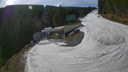 Modrá sjezdovka - dojezd k lanové dráze