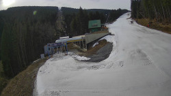 Modrá sjezdovka - dojezd k lanové dráze