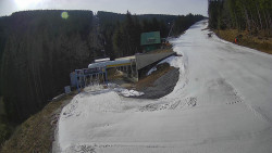 Modrá sjezdovka - dojezd k lanové dráze