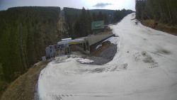 Modrá sjezdovka - dojezd k lanové dráze