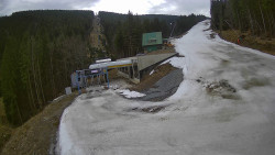 Modrá sjezdovka - dojezd k lanové dráze