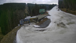 Modrá sjezdovka - dojezd k lanové dráze