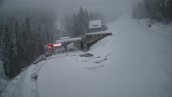 Modrá sjezdovka - dojezd k lanové dráze