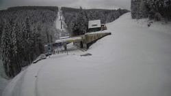 Modrá sjezdovka - dojezd k lanové dráze