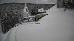 Modrá sjezdovka - dojezd k lanové dráze