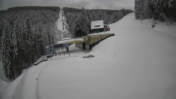 Modrá sjezdovka - dojezd k lanové dráze