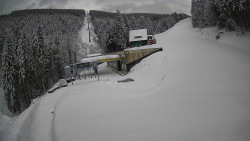 Modrá sjezdovka - dojezd k lanové dráze