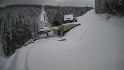 Modrá sjezdovka - dojezd k lanové dráze