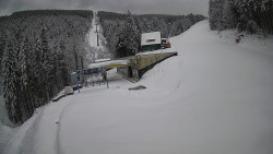 Modrá sjezdovka - dojezd k lanové dráze