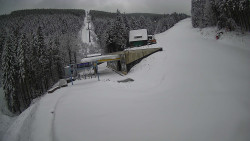 Modrá sjezdovka - dojezd k lanové dráze