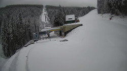 Modrá sjezdovka - dojezd k lanové dráze