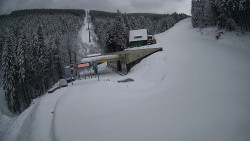 Modrá sjezdovka - dojezd k lanové dráze