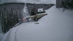 Modrá sjezdovka - dojezd k lanové dráze