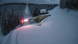 Modrá sjezdovka - dojezd k lanové dráze