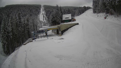 Modrá sjezdovka - dojezd k lanové dráze