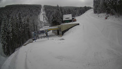 Modrá sjezdovka - dojezd k lanové dráze