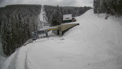 Modrá sjezdovka - dojezd k lanové dráze