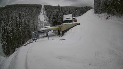 Modrá sjezdovka - dojezd k lanové dráze