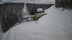 Modrá sjezdovka - dojezd k lanové dráze