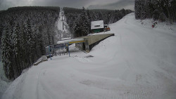 Modrá sjezdovka - dojezd k lanové dráze