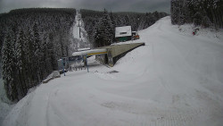 Modrá sjezdovka - dojezd k lanové dráze